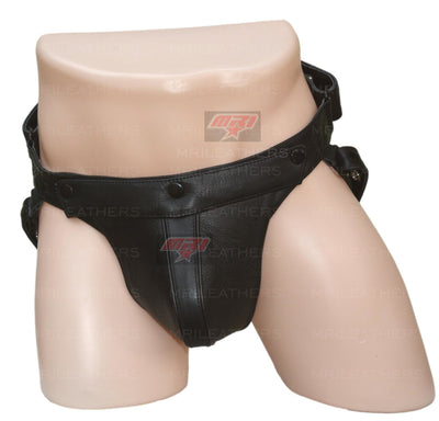 Men Leather Jockstrap -jock -thong removable pouch, lined with soft leather - MRI Leathers