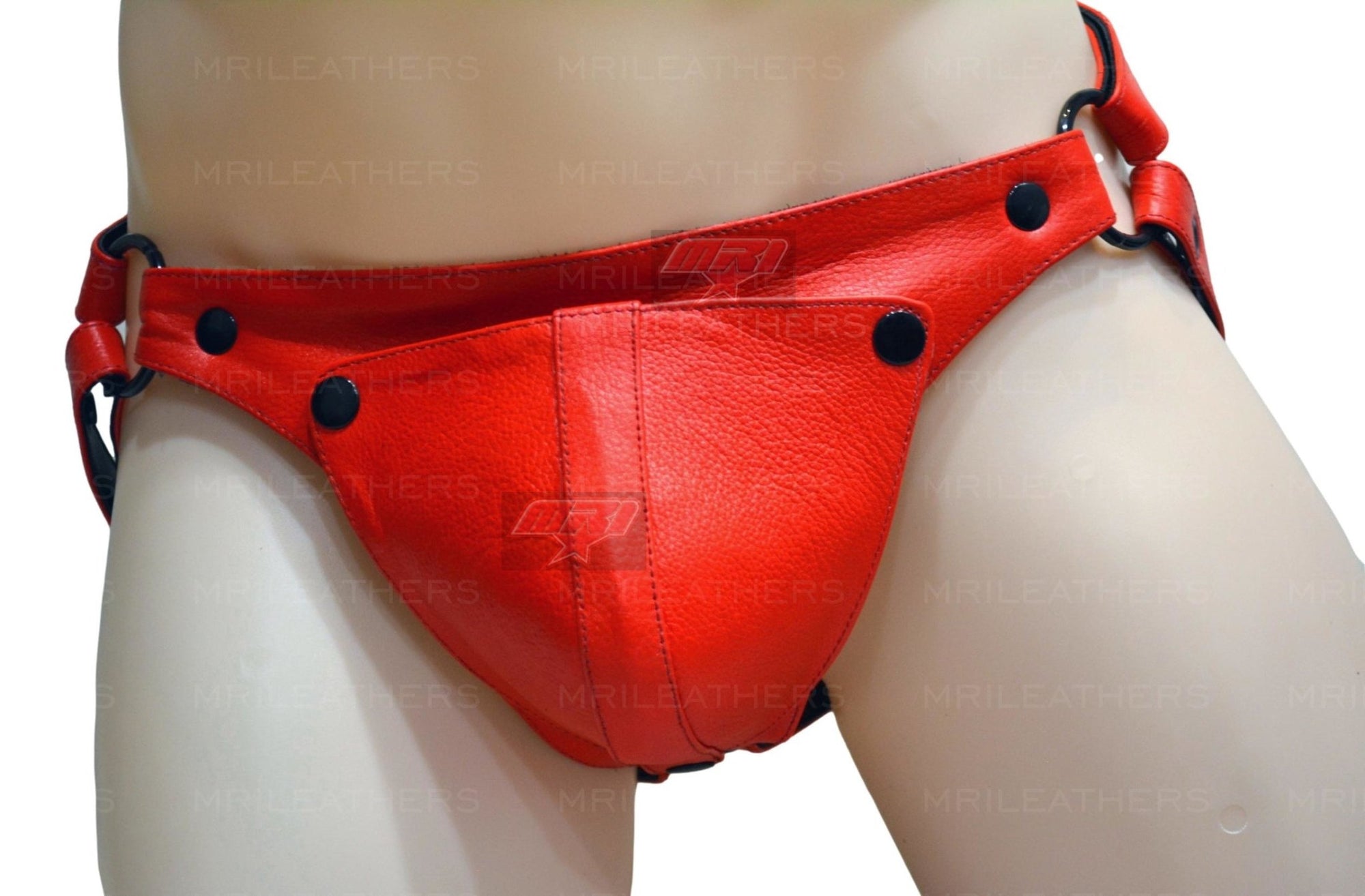 Men Leather Jockstrap Underwear Briefs Thong Adjustable Waist Men Jock  Strap Perforated Leather -  Canada