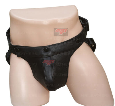 Men Leather Jockstrap -jock -thong removable pouch, lined with soft leather - MRI Leathers