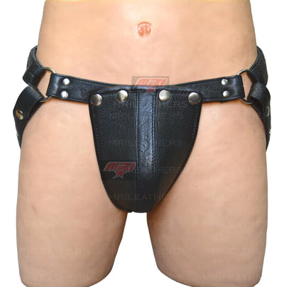 Men Leather Jockstrap -jock -thong removable pouch, lined with soft leather - MRI Leathers