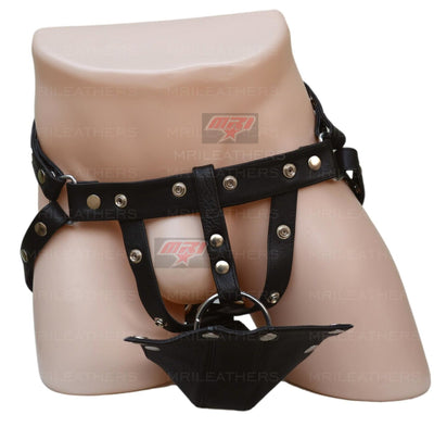 Men Leather Jockstrap -jock -thong removable pouch, lined with soft leather - MRI Leathers