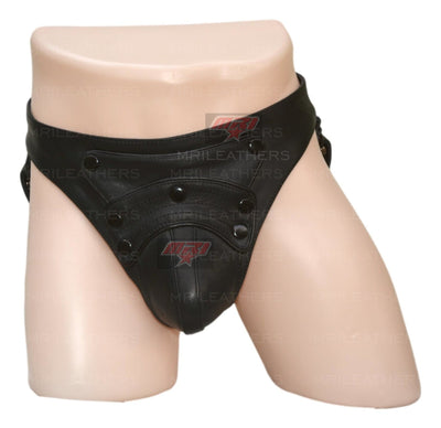 Men Leather Jockstrap -jock -thong removable pouch, lined with soft leather - MRI Leathers