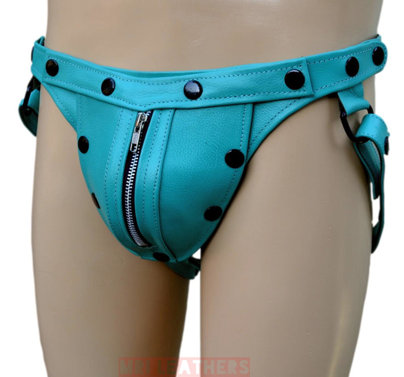 Men Leather Jockstrap jock Thong removable pouch Lined with soft leather - MRI Leathers