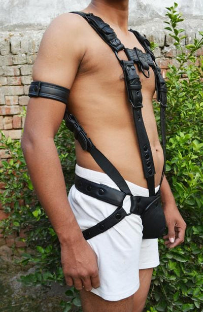 Men Leather Restrain Chest Harness Strap Belts Clubwear Costume Fancy. - MRI Leathers