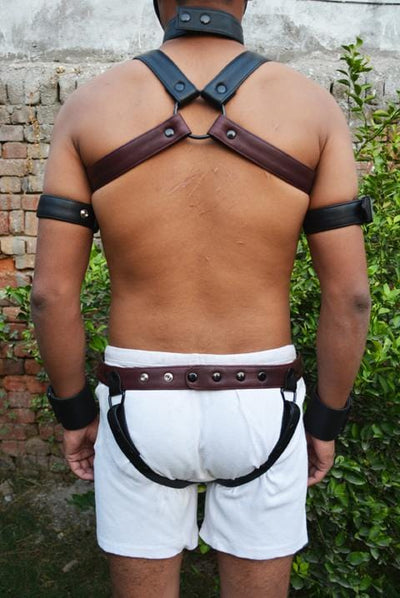 Men Leather Restrain Chest Harness Strap Belts Clubwear Costume Fancy. - MRI Leathers