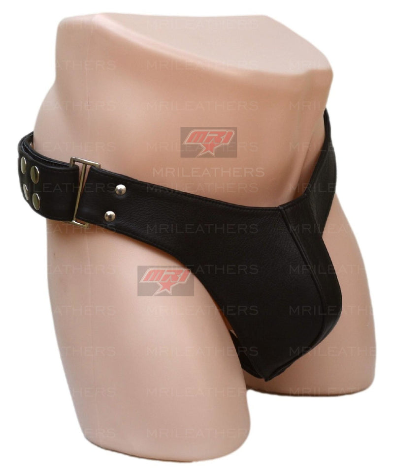 Men Leather thong- removable pouch - MRI Leathers