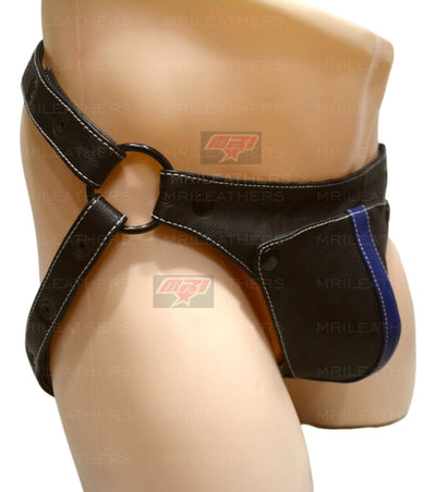 Men Leather thong- removable pouch - MRI Leathers