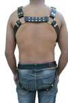 Men's Bulldog Chest Harness,HEAVY DUTY brown genuine leather,fetish play bdsm - MRI Leathers