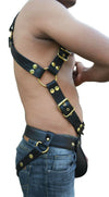 Men's Bulldog Chest Harness,HEAVY DUTY brown genuine leather,fetish play bdsm - MRI Leathers