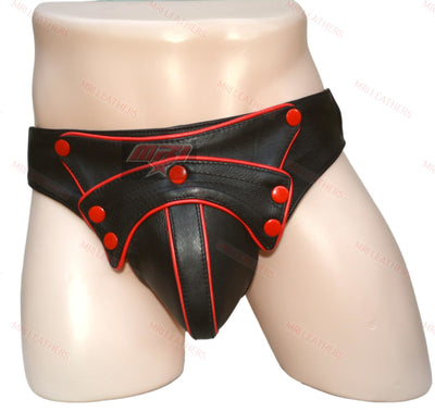 Men's Leather G-string Underwear Thong Briefs Detachable Pouch Plus Size - MRI Leathers