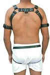 Mens Leather Harness Body Chest Armor Buckles Adjustable Strap Belt Club Costume - MRI Leathers