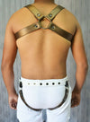 Mens Leather Harness Body Chest Armor Buckles Adjustable Strap Belt Club Costume - MRI Leathers