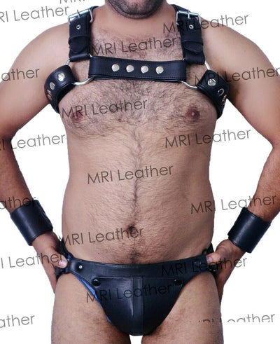 Men's Male Soft Leather Body Chest Bodysuit Harness Belt Night Clubwear Costume - MRI Leathers