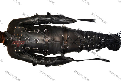 Mummy Gimp Bag Straight Jacket Leather Sleep Sack Restraint Straps Bondage - MRI Leathers