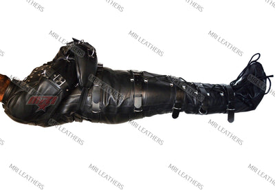 Mummy Gimp Bag Straight Jacket Leather Sleep Sack Restraint Straps Bondage - MRI Leathers