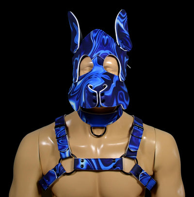 Puppy Play Dog Hood Mask Leather Men Chest Harness Strap Neck Collar - MRI Leathers